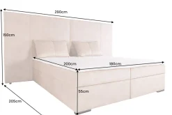Design Boxspringbett SUITE HOTELBETT 180x200cm beige Samt inkl. Stauraum Topper