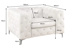 Design Chesterfield Sessel MODERN BAROCK 120cm champagner beige Samt Federkern