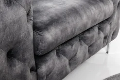 Design Chesterfield Sessel MODERN BAROCK 120cm dunkelgrau Samt