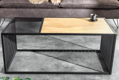 Design Couchtisch ARCHITECTURE 100cm schwarz Wildeiche Rauchglas Metall Holz