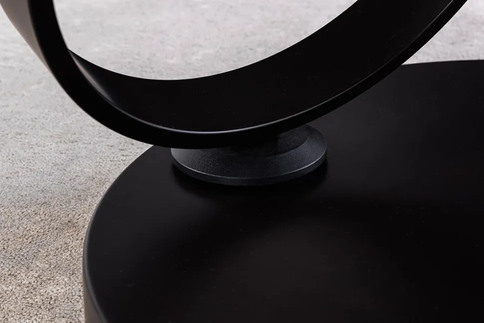 Design Couchtisch DANCING RINGS weiß rund drehbar Marmor Keramik schwarz Metall