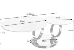 Design Couchtisch DANCING RINGS weiß rund drehbar Marmor Keramik Chrome Gestell