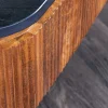 Design Couchtisch GATSBY 110cm Mangoholz massiv Marmor-Platte Retro mit Schubladen gold