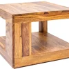 Design Couchtisch GIANT 60cm braun Sheesham Massivholz stone finish mit Ablage