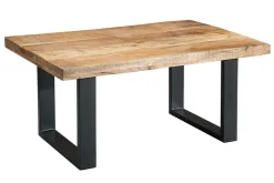 Design Couchtisch IRON CRAFT 100cm Mangoholz Eisen Industrial Design massiv schwarzes Gestell