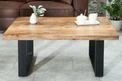 Design Couchtisch IRON CRAFT 100cm Mangoholz Eisen Industrial Design massiv schwarzes Gestell