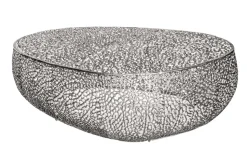 Design Couchtisch LEAF 130cm silber Metall-Aluminium-Legierung handmade