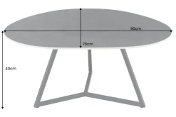 Design Couchtisch MARVELOUS 90cm anthrazit Marmor Keramik schwarzes Metall