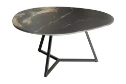 Design Couchtisch MARVELOUS 90cm schwarz gold sand Aurora Oro Keramik Metall