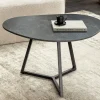 Design Couchtisch MARVELOUS 70cm anthrazit Marmor Keramik schwarzes Metall