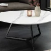 Design Couchtisch MARVELOUS 90cm weiß Marmor Keramik schwarzes Metall