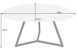 Design Couchtisch MARVELOUS 90cm weiß Marmor Keramik schwarzes Metall
