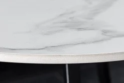 Design Couchtisch MARVELOUS 70cm weiß Marmor Keramik schwarzes Metall