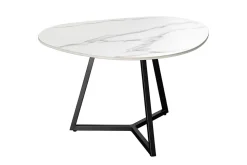Design Couchtisch MARVELOUS 70cm weiß Marmor Keramik schwarzes Metall