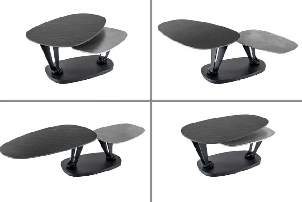 Design Couchtisch MOVEMENT schwarz grau rund drehbar Keramik Metallgestell