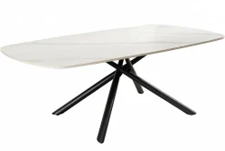 Design Couchtisch OSAKA 110cm weiß Keramik schwarz Sterngestell Metall