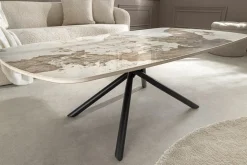 Design Couchtisch OSAKA 110cm weiß schwarz Pandora Keramik mit Sterngestell