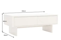 Design Couchtisch SAVOY 120cm kaschmir weiß Keramik Marmor mit Schubladen