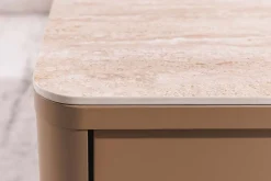Design Couchtisch SAVOY 120cm grau beige greige Keramik Travertin mit Schublade
