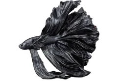 Design Deko Figur Kampffisch CROWNTAIL 35cm schwarz Betta Fisch Skulptur