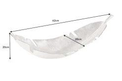 Design Deko Schale SILVER LEAF 65cm silber Blatt Design Metall Handarbeit