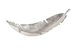 Design Deko Schale SILVER LEAF 65cm silber Blatt Design Metall Handarbeit