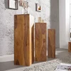 Design Deko Säule 3er Set MAKASSAR 80cm braun Sheesham stone finish Handarbeit