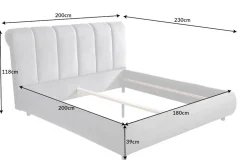 Design Doppelbett MILANO 180x200cm grau Vogue Velours Samt Kingsize Polsterbett