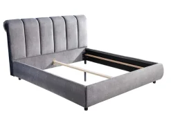 Design Doppelbett MILANO 180x200cm grau Vogue Velours Samt Kingsize Polsterbett