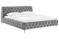 Design Doppelbett MODERN BAROCK 180x200cm grau Samt Chesterfield
