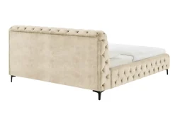 Design Doppelbett MODERN BAROCK 180x200cm champagner strukturierter Samt Chesterfield