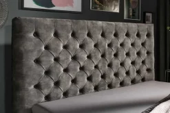 Design Doppelbett PARIS 160x200cm grau Samt Chesterfield Polsterbett