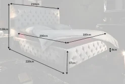 Design Doppelbett PARIS 180x200cm silber grau Samt Chesterfield