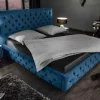 Design Doppelbett PARIS 180x200cm dunkelblau Samt Chesterfield