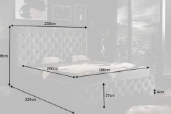 Design Doppelbett PARIS 180x200cm grau Samt Chesterfield
