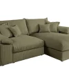 Design Ecksofa ATMOSPHERE XL 245cm grün Cord Federkern inkl. Kissen
