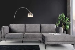 Design Ecksofa MANHATTAN 295cm dunkelgrau Samt Federkern 3-Sitzer Metallfüße