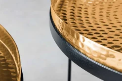 Design 2er Set Beistelltisch ELEMENTS 55cm gold handmade rund