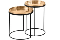 Design 2er Set Beistelltisch ELEMENTS 55cm gold handmade rund