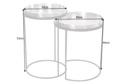 Design 2er Set Beistelltisch ELEMENTS 55cm silber Hammerschlag handmade rund