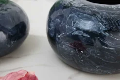 Design 2er Set Vase STONE 25cm schwarz marmoriert Handarbeit