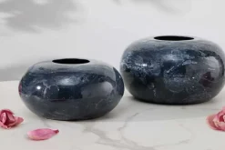 Design 2er Set Vase STONE 25cm schwarz marmoriert Handarbeit