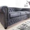 Design 3er Sofa CHESTERFIELD 200cm antik grau Federkern 3-Sitzer Loungesofa