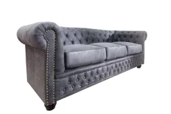Design 3er Sofa CHESTERFIELD 200cm antik grau Federkern 3-Sitzer Loungesofa