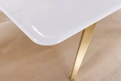 Design Esstisch ART LIVING 200cm weiß Marmor Keramik Metall brushed champagner gold