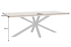 Design Esstisch GALAXIE 200cm natur Eiche Massivholz Sterngestell Baumkante