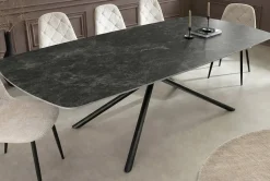 Design Esstisch OSAKA 160cm anthrazit Keramik schwarz Sterngestell Metall