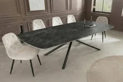 Design Esstisch OSAKA 160cm anthrazit Keramik schwarz Sterngestell Metall