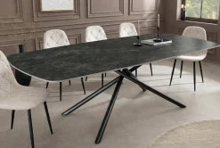Design Esstisch OSAKA 200cm anthrazit Keramik schwarz Sterngestell Metall