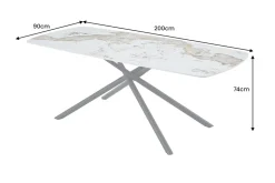 Design Esstisch OSAKA 200cm weiß schwarz Pandora Keramik Sterngestell Metall